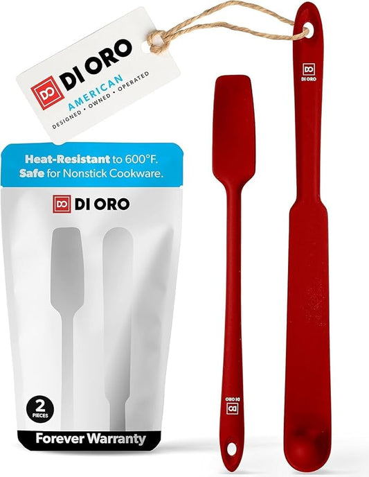 DI ORO Silicone Blender & Jar Spatulas - Heat Resistant Silicone Utensil Set for Cooking, Mixing, Baking, & Scraping (2pc, Red)