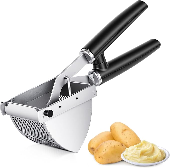 Potato Ricer, LHS Upgraded Stainless Steel Potato Masher, Heavy Duty Large Capacity, for Commercial and Home Use