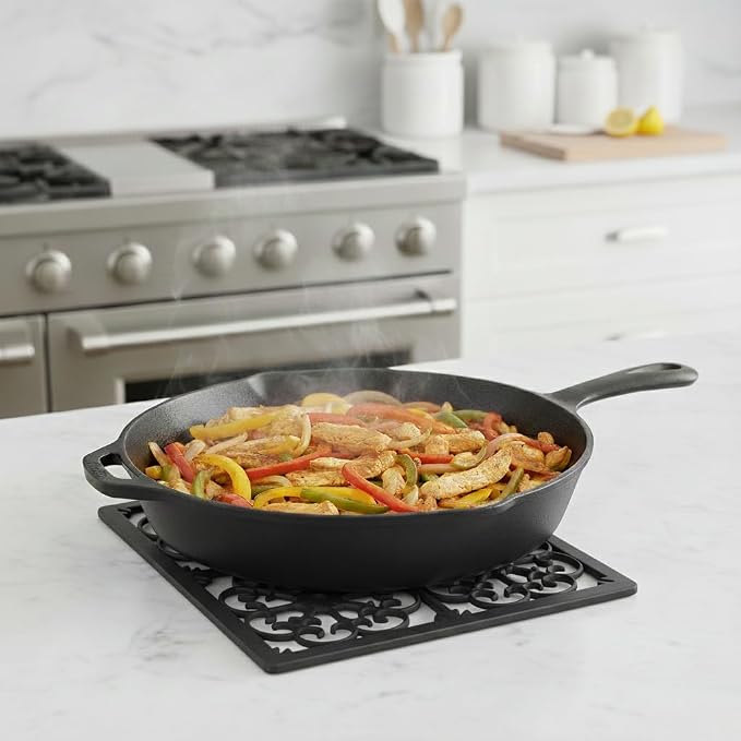 GASARÉ, Extra Large, Thick, Silicone Trivet for Hot Dishes, Pots, and Pans, Heat Resistant Mat for Countertop, Hot Pad for Kitchen, Easy to Clean, 12 x 11 x 3/8 Inches, Black