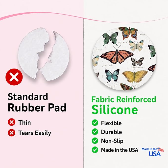 Andreas Silicone Jar Opener, GG Butterfly – 6.25" Non-Slip Lid Gripper & Garlic Peeler, Dishwasher Safe, Multi-Use, Durable Silicone & Fabric, Made in the USA, JO-GGB