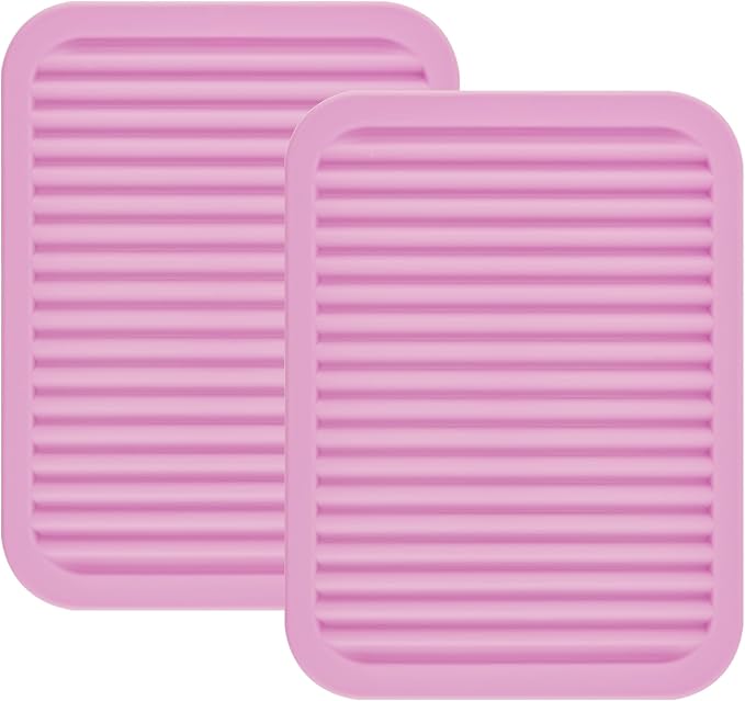 Silicone Trivets for Hot Pots and Pans, Hot Pads for Kitchen Counter, Multi-Purpose & Versatile Trivet Mat, 9x12 Inch Heat Resistant Pot Holders Mats for Table Tops Pink