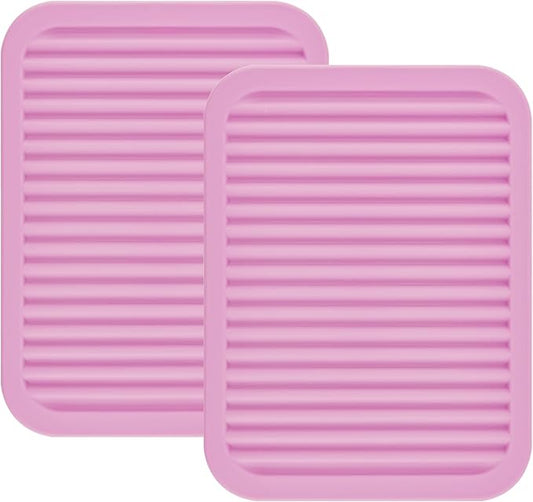 Silicone Trivets for Hot Pots and Pans, Hot Pads for Kitchen Counter, Multi-Purpose & Versatile Trivet Mat, 9x12 Inch Heat Resistant Pot Holders Mats for Table Tops Pink