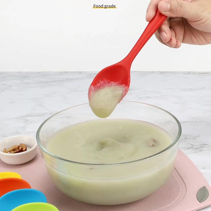 7PCS Silicone Serving Spoons Set,Vituer Heat Resistant Kitchen Spoons for Cooking,Non-stick Silicone Basting Spoon Serving Spoon Utensil for Mixing,Baking,Serving and Stirring,7Colors 8.1"