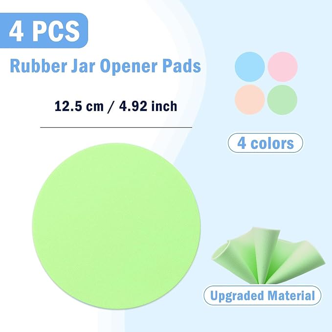 Rubber Jar Opener Gripper Pad Set Gadgets 4pcs Round Multi Function Can Silicone Easy Opening Bottle Lid Heat Insulated Non Slip for Seniors Arthritis Weak Hands Kitchen Coasters Tool