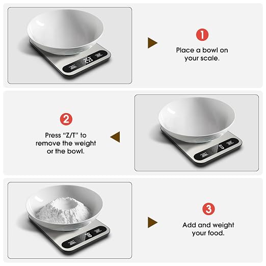 Mik-Nana Food Scale, 22lb Digital Kitchen Scale with 6 Units Tare Function | LCD Display, Stainless Steel Weight Grams and Ounces for Baking, Cooking and Meal Prep (Batteries Included)