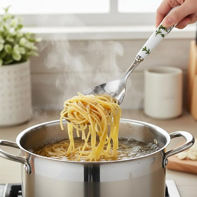 Portmeirion Botanic Garden Slotted Spoon | Slotted Spoon for Serving & Draining, Ideal for Pasta, Vegetables, & Serving, Porcelain & Stainless Steel Construction