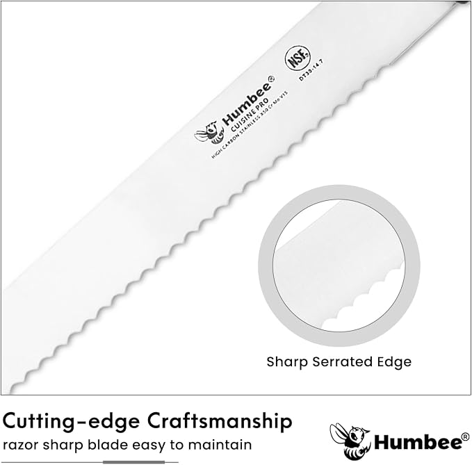 14-Inch Serrated Bread Knife, Premium High Carbon Stainless Steel Blade Knife for Bread with Ergonomic Handle, NSF Certified, DT-30 Series, Orange