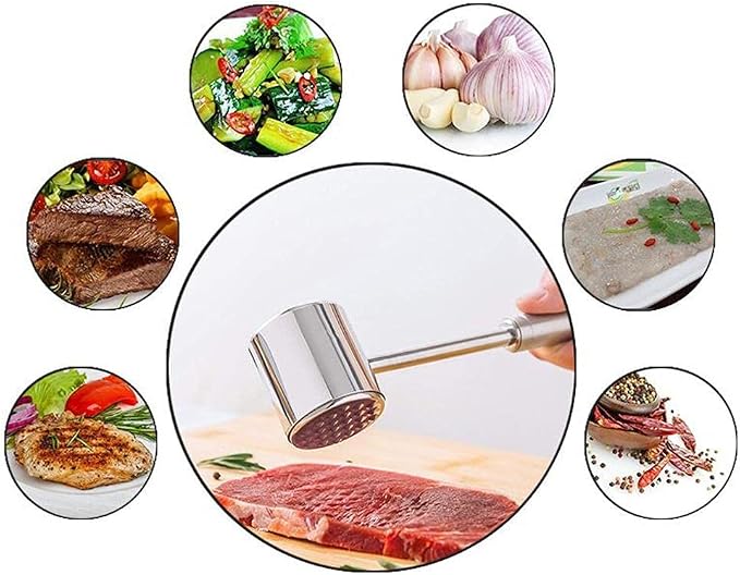 Meat Mallet Meat Tenderizer Tool Meat Pounder 304 Stainless Steel Meat Hammer Heavy Sturdy Meat Pounder for Tenderizing Steak Flattening Bee,Chicken,Pork Poultry Kitchen Mallet Tool
