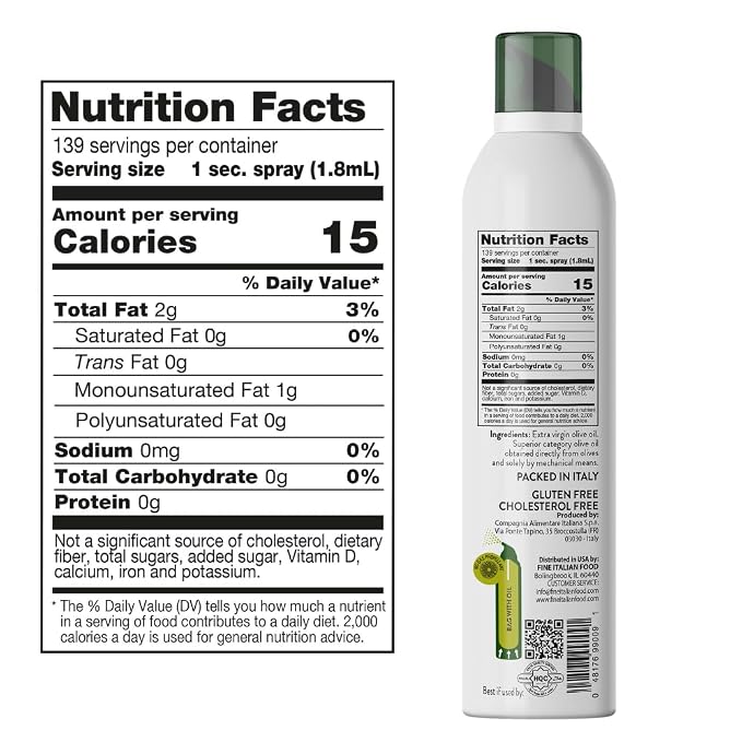 Mantova Extra Virgin Olive Oil Spray 8.5 oz. Spray Bottle - Manage Oil Amount - Great For Salads & Cooking