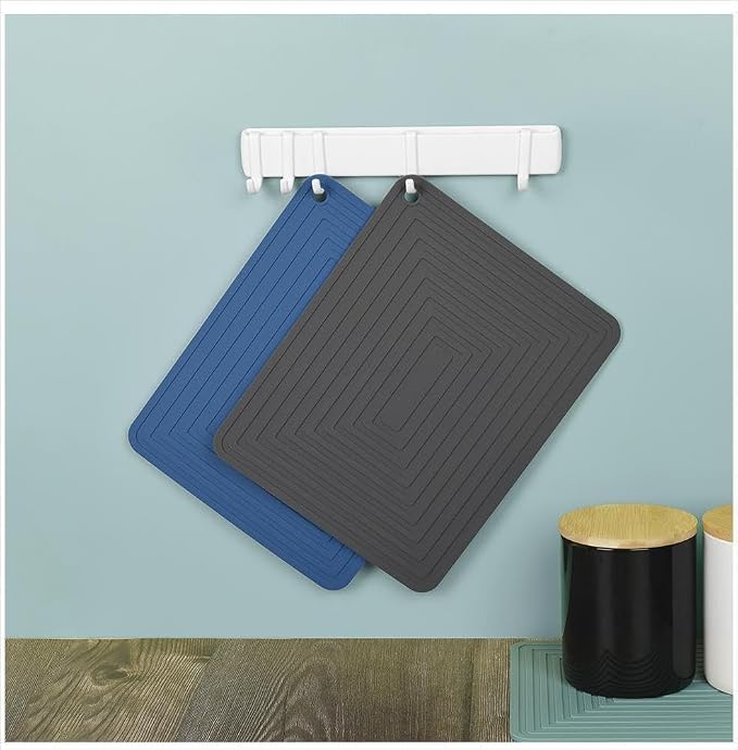 Beige Silicone Trivets for Hot Dishes Pots and Pans, Hot Pads for Kitchen, Rectangler Silicone Pot Holders, Heat Resistant Mat for Quartz Countertops, Multipurpose Trivet Mat Set 2