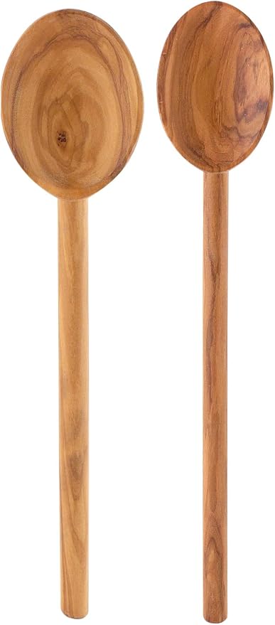 Eddington’s Italian Olive Wood Cooking Spoon Set, Handcrafted in Europe, Set of 2
