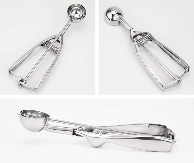 Solula-Stainless-Small-Cookie-Scoop, Food-grade 18/8 Stainless Steel, Easy Squeeze Handle, Size 60