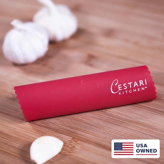 Cestari Silicone Garlic Peeler Roller Tube – Effortless Garlic Skin Remover for Home Cooks & Chefs – BPA-Free, Odor-Resistant, Dishwasher Safe Kitchen Tool – Fast, Mess-Free Prep – Red