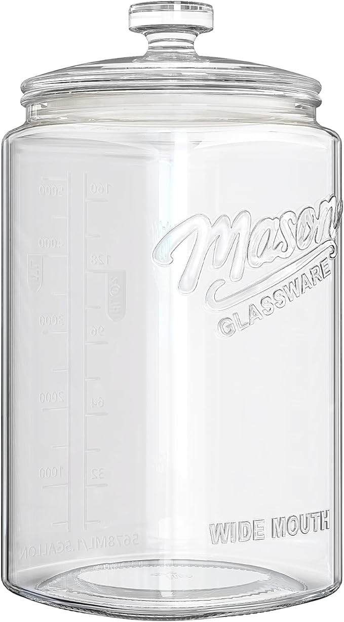 Ritayedet 1.5 Gallon Glass Cookie Jar with Airtight Lid, Large Glass Jar | Wide Mouth Mason Jar with Dual-Scale Markings, Apothecary Jar for Flour, Sugar, Rice, Candy,Coffee, Dog Treat, Laundry Room