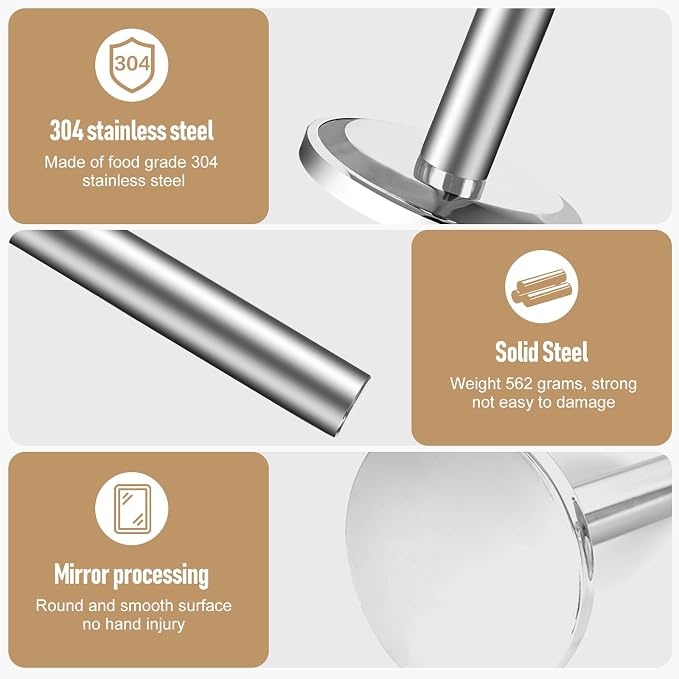 Meat Pounder Tenderizer, 304 Stainless Steel Thickened Weighted Meat Hammer, Round Chicken Flattener Tool ﻿