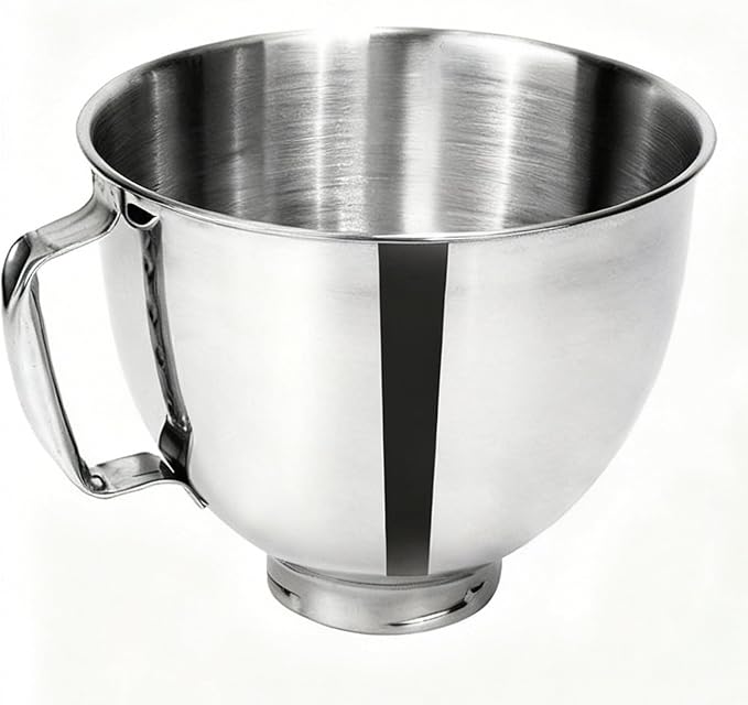 Stainless Steel Mixing Bowl Compatible with Kitchen Aid 4.5-5 QT Tilt-Head Stand Mixers, 5 Qt Bowls for Mixer with Stainless Steel Locking Base