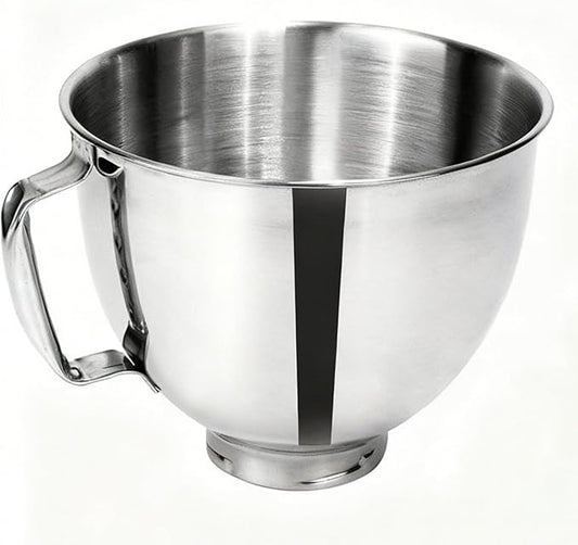 Stainless Steel Mixing Bowl Compatible with Kitchen Aid 4.5-5 QT Tilt-Head Stand Mixers, 5 Qt Bowls for Mixer with Stainless Steel Locking Base