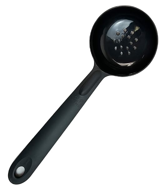 Rite-Size Rite-Size 6 oz. Perforated Round Circle Server Portion Utensil, Copolymer Plastic Heat Resistant Professional Cooking Tool, Black