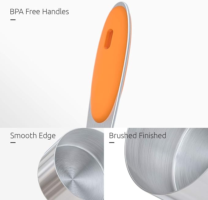 Measuring Cups : U-Taste 18/8 Stainless Steel Measuring Cups and Spoons Set of 10 Piece, Upgraded Thickness Handle(Orange)