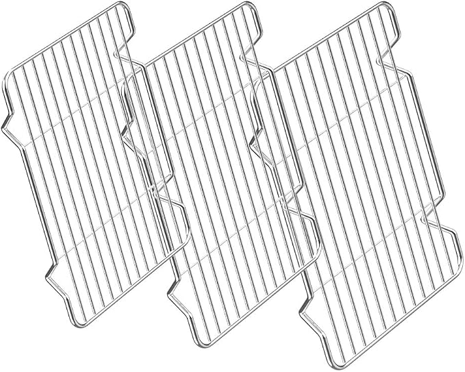 Stainless Steel Cooling Racks, Set of 3, 8.6L x 6.2W x 0.5H Inch, Wire Racks for Cooking, Baking, Roasting, Grilling, Dishwasher Safe