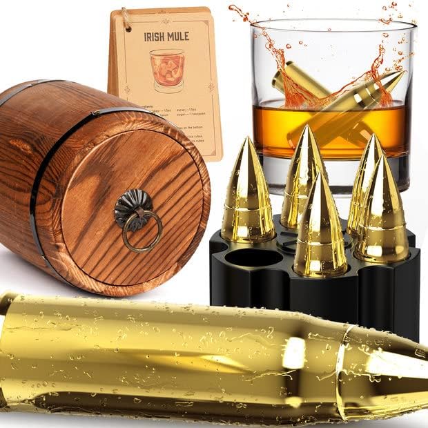 Oaksea Whiskey Stones Gifts Set for Men Dad Him, Reusable Stainless Steel Ice Cubes for Drinking, Fathers Day Anniversary Birthday Gifts for Husband Boyfriend Brother, Bourbon Man Cave Cool Stuff