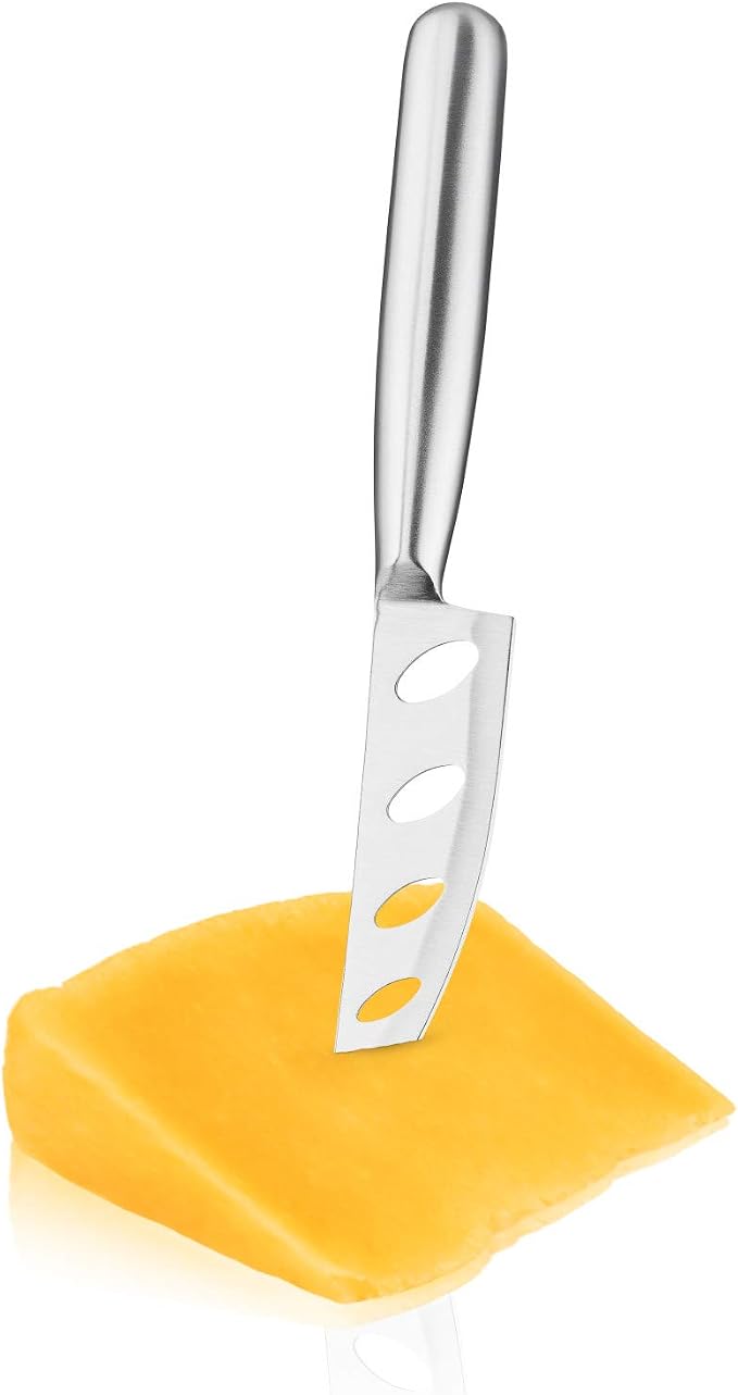 True Silver Perforated Stainless Steel Cheese Knife for Game Night Dinner BBQ Party, Charcuterie Boards Accessories, Home Kitchen Essentials, Set of 1