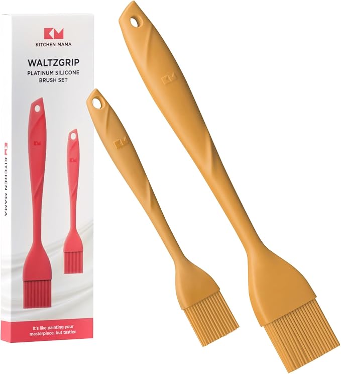 Kitchen Mama WaltzGrip Platinum Silicone Basting Pastry Brush, Yellow | Heat-Resistant, For Cooking, Baking, Grilling, Spreading Oil or Butter, Dishwasher-Safe