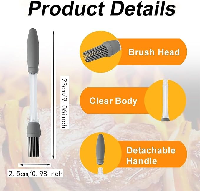 Silicone Oil Brush Basting Pastry Brush for BBQ Grilling Baking, 2026 New Heat Resistant Spread Oil Butter Sauce for Cooking, for Kitchen Gadget Home Outdoor Use (2PCS)