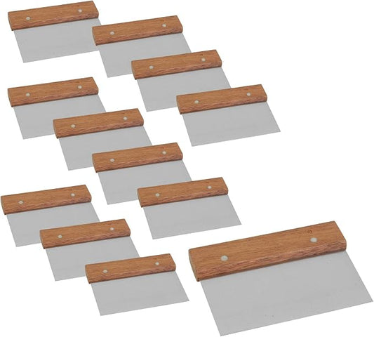 Stainless Steel Bench Scraper, Chopper Dough with Wooden Handle for Bakeware (12 PC)