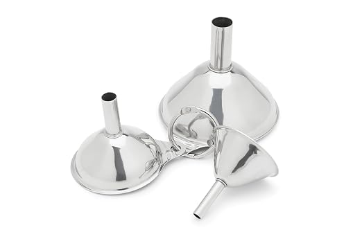 Fox Run Metal Kitchen Funnel Set, 3", 2", and 1.5" Stainless Steel Funnels
