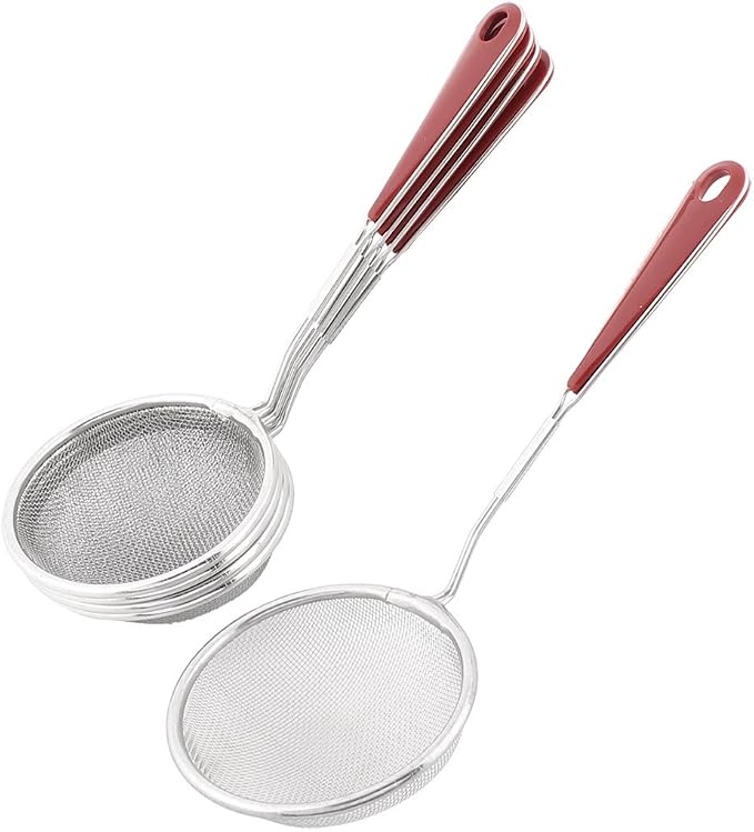 uxcell Plastic Handle Fine Mesh Strainer Skimmer Ladle 9 Inch Length 5pcs