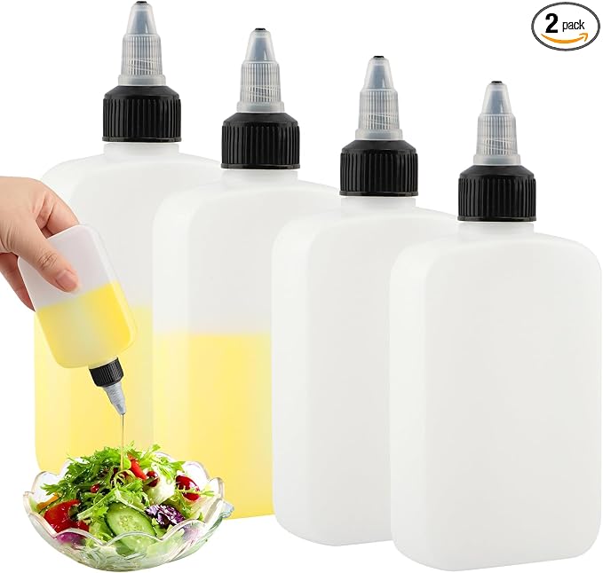 Small Oil Dispenser Bottle for Camping, 4oz/120ml Squeeze Bottles with Twist-Top Cap, Liquid Condiment Container Dispensing Bottles for Oil Soy Sauce Vinegar(4pcs)