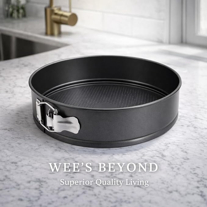 Wee's Beyond Non-Stick Springform Pan 9.5 Inch Cheesecake Pan for Baking – Easy Release Spring Form Pan with Removable Bottom – Durable Cake Pan for Cheesecake, Tortes & Desserts – Easy Clean Bakeware