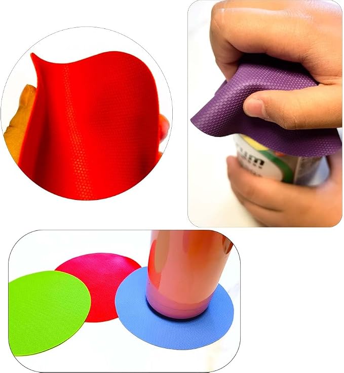 4pcs Rubber Jar Opener Bottle Gripper for Weak Hands, Seniors | Non Slip Pad Multi-function Silicone Can Opener for Kitchen, Can Lids, Jars, Coasters, Heat-Resistant, Easy Clean, Durable