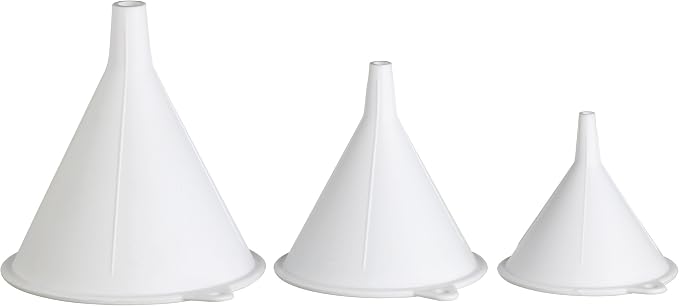 KitchenCraft Food-Grade Plastic Funnels (Set of 3) - White