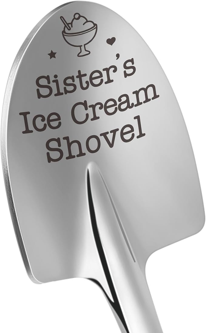 Sister Gift, Birthday Gifts for Sisters Big/Little Adult Sis, Unique Soul Sister Christmas White Elephant Gifts from Sisters Graduation Back to School Present, Cute Small Sister's Ice Cream Shovel