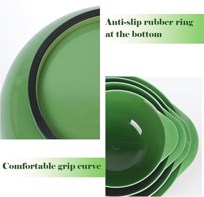 BoxedHome Classic Mixing Bowls Set of 4, BPA Free Plastic Microwave Safe | 4.5, 3.5, 2.5 and 1.7 QT, Non-slip Base Large Non-toxic Nesting Bowl with Pour Spout, Dishwasher Safe, for Prep, Cooking