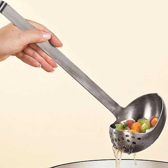Amco Stainless Steel Straining Ladle - Silver 6.5-Ounce