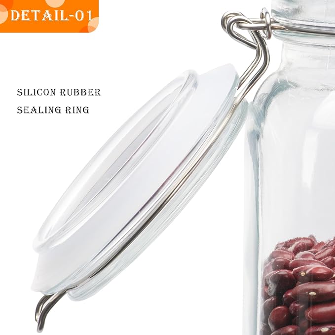 Large Glass Storage Containers with Airtight Lids 78oz 3 Pack | Flour, Sugar, Cereal, Cookies, Kitchen Canisters for Pantry Organization, Square Air Tight Glass Storage Jars Wide Mouth