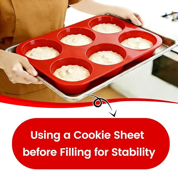 CAKETIME Silicone Muffin Pans for Baking, 2 Packs Jumbo 6 Cups and Mini 24 Cups for Baking Muffins, Cupcakes, Egg Bites, and Frittatas