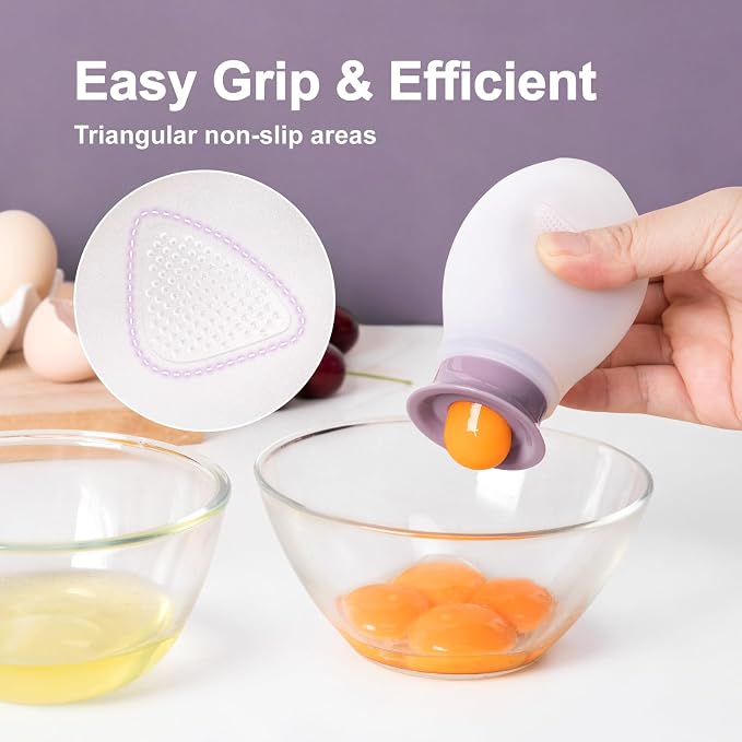Egg Separator for Raw Eggs, Silicone Egg Separator, Easy Yolk Separation | Cute Egg Separator for Baking and Cooking, Swallow Release, Food-Grade Silicone, Dishwasher Safe