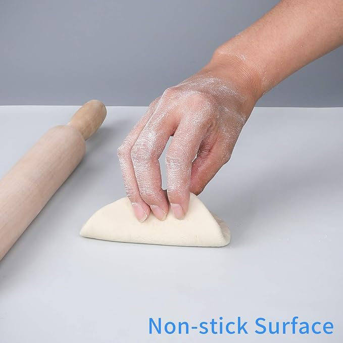 LONGFITE Silicone Baking Mat 23.6''x19.7'' Extra Large for Dough Rolling Pastry Fondant Mat Nonstick and Nonskid Heat Resistent, Countertop Protector, Dining Table Mat and Placemat (Extra Large, Gray)
