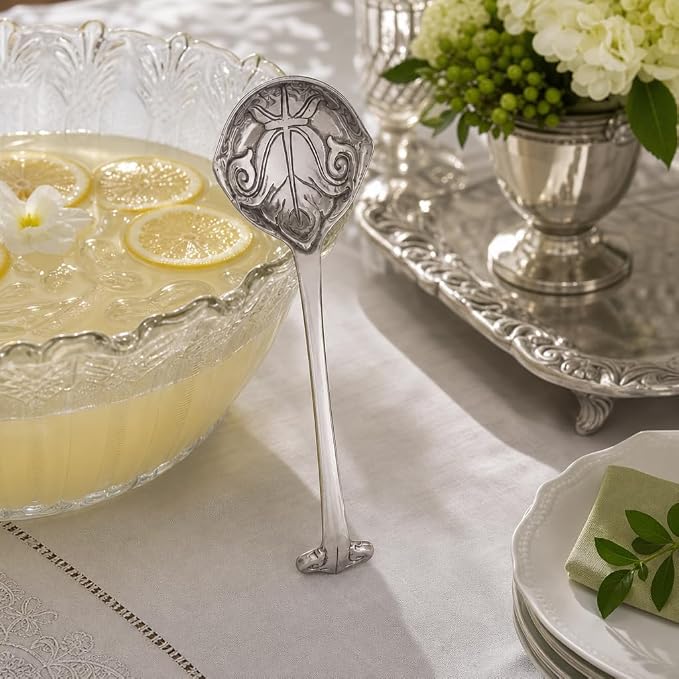 Arthur Court Fleur-De-Lis Serving Ladle - Elegant Aluminum Spoon for Punch and Soup - 12 Inch Long