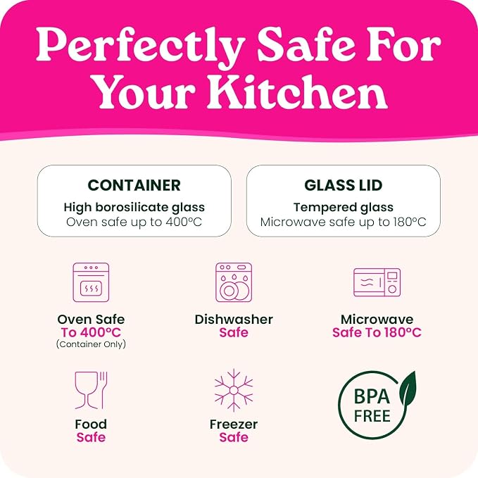 6-Pack Glass Food Storage Containers with Glass Lids & Bamboo Rim – Plastic Free 27 Oz Glass Meal Prep Containers for Lunch, Eco Friendly Airtight Food Storage, Microwave & Oven Safe
