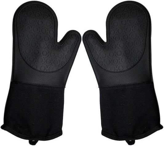 DoMii Professional Silicone Oven Mitts Baking Gloves Elbow Length Heat Resistant Quilted Gloves 2-Pack 14.2" Y