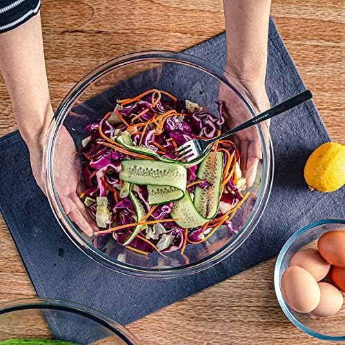 M MCIRCO 4 Packs Glass Mixing Bowls with Lids Set, 0.8/1.7/2.9/4.8 Qt | Glass Bowl Set, Nesting Bowls for Meal Prep, Food Storage, Bowls For Cooking, Baking, BPA Free