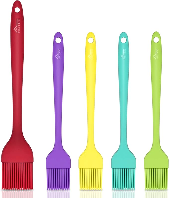 Hotec 5 pieces Silicone Basting Pastry Brushes +Hotec 9pieces Silicone Spatulas Non stick High Heat Resistant