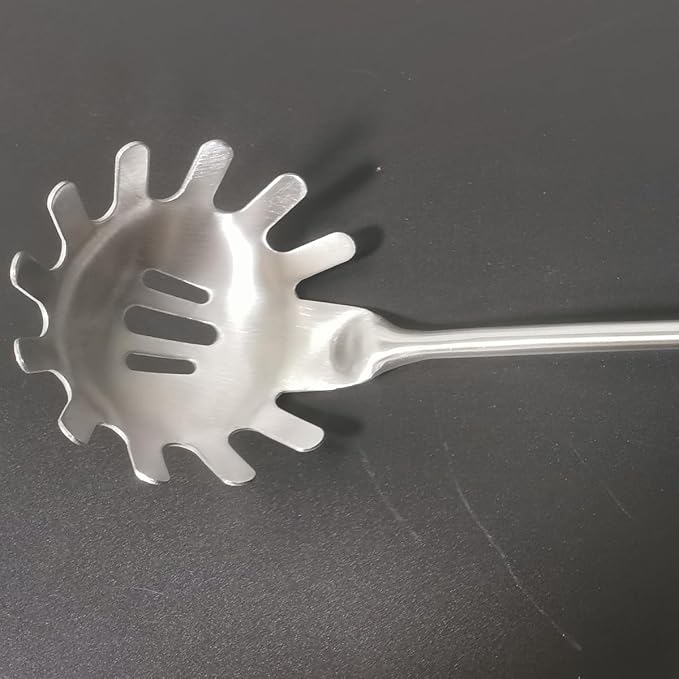 Pasta Spoon Server 304 Stainless Steel Slotted Spaghetti Ladle Kitchen Colander and Strainer Scoop Cooking Utensils Heat Proof Strong Sturdy Easy to Clean
