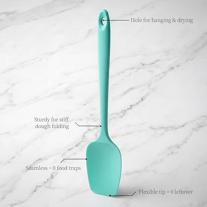 600ºF Heat Resistant Silicone Spoon Spatula Set of 3, Aqua Sky | High Heat Food Safe Seamless Kitchen Spoonula Scraper for Cooking Baking Mixing Scraping Stirring Nonstick Cookware Pan Bowl