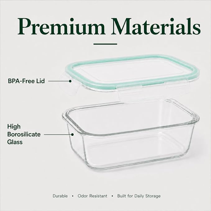 2 Pack 63oz Large Glass Storage Containers with Lids Big Meal Prep Food Container Set for Storing food, vegetables or fruits, BPA Free, Freezer Dishwasher Oven Safe